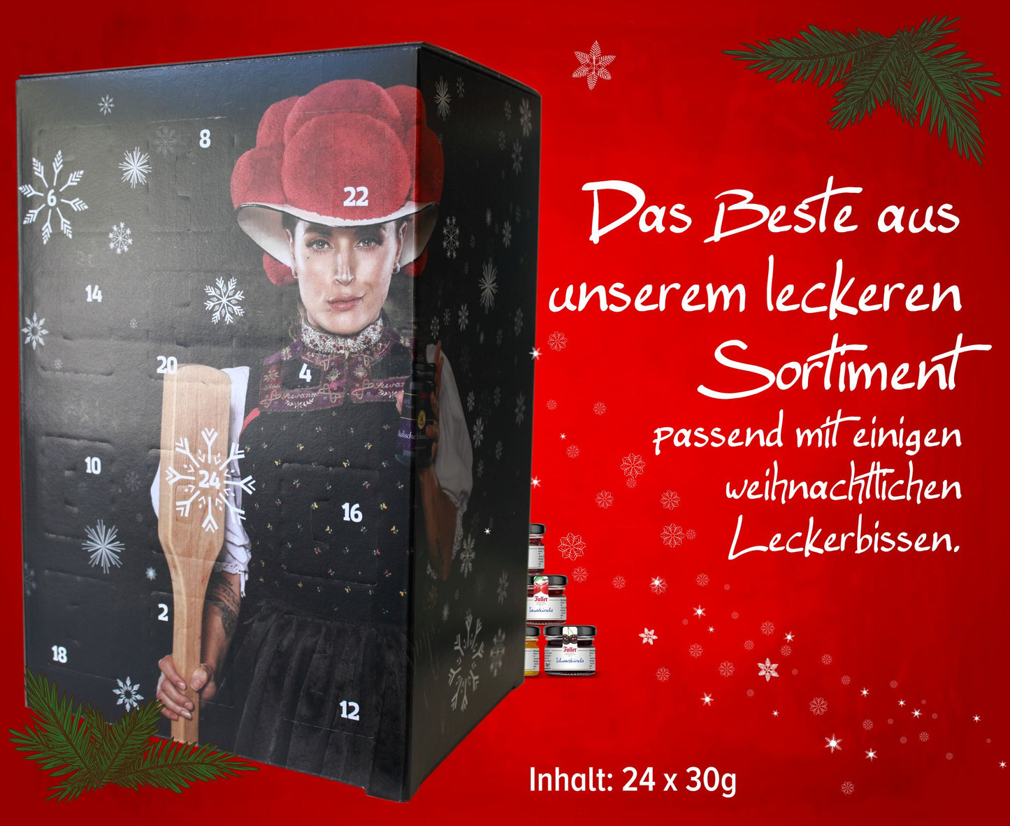 Weihnachtskalender Set 24 x30g Glas