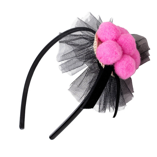 Schwarzwaldmädel Fascinator mit Bollenhut pink