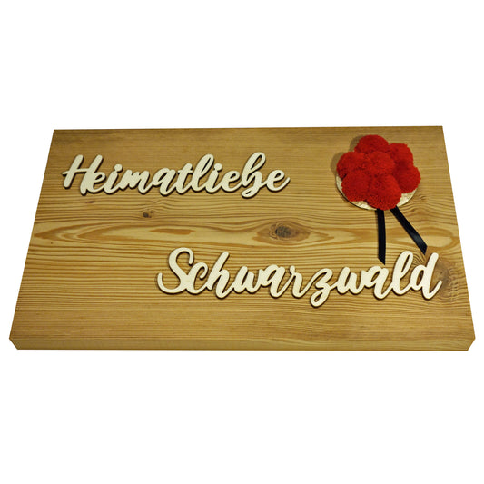 Dekobrett Heimatliebe Schwarzwald Fichtenholz massiv, ca. 40 x 23 x 2,3 cm