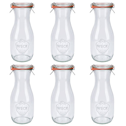 WECK Saftflasche 530 ml incl.Deckel, Gummi + Klammern, 6-er Set