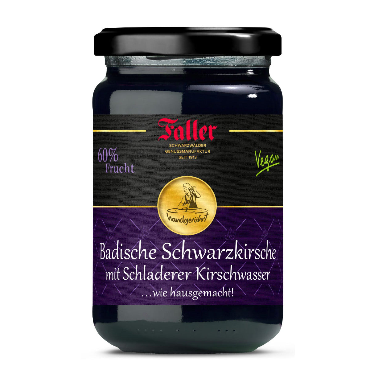 FALLER Schwarzkirsch-Konfitüre extra mit SCHLADERER Kirschwasser 330g