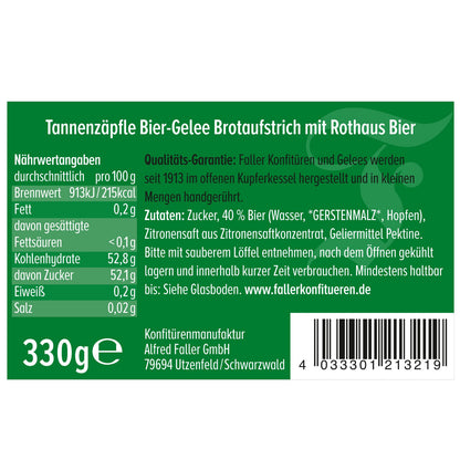 Faller Tannenzäpfle Bier-Gelee Brotaufstrich mit Rothaus Bier 330g