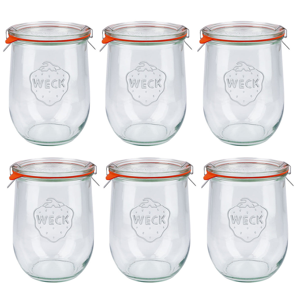 WECK Tulpenglas 1062 ml incl.Deckel, Gummi, Klammern-6-er