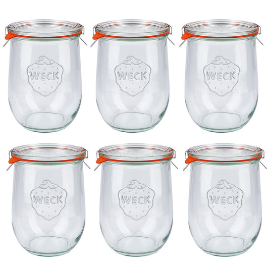 WECK Tulpenglas 1062 ml incl.Deckel, Gummi, Klammern-6-er